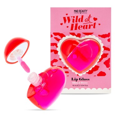MAD Beauty Wild at Heart Lip Gloss  Shimmering HeartShaped Packaging  Wild Cherry Scent  CrueltyFree  Gift for Beauty Lovers