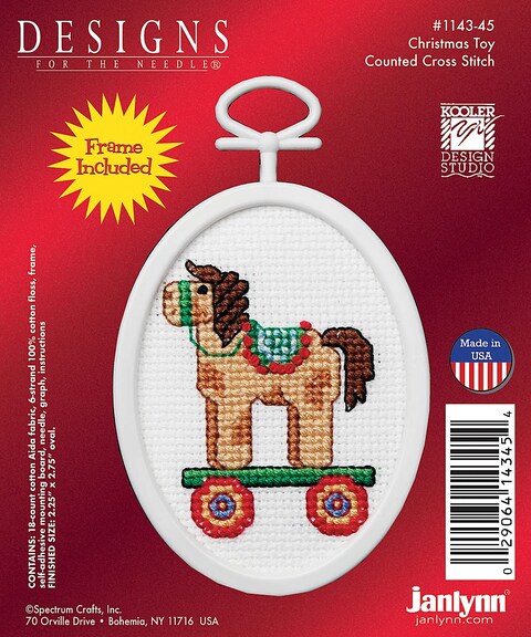 Janlynn 114345 18 Count Mini Counted Cross Stitch Kit 275Inch Oval Christmas Toy