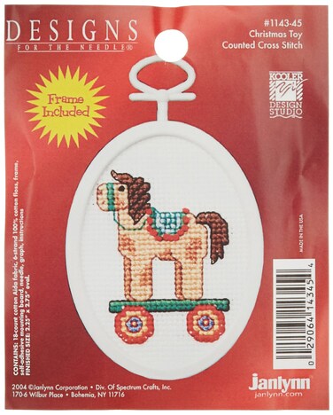 Janlynn 114345 18 Count Mini Counted Cross Stitch Kit 275Inch Oval Christmas Toy