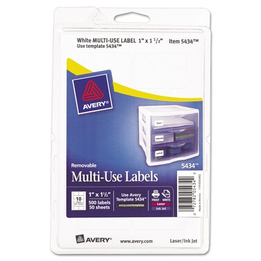 Avery SelfAdhesive Removable Labels 1 x 15 Inches White 500 per Pack 05434
