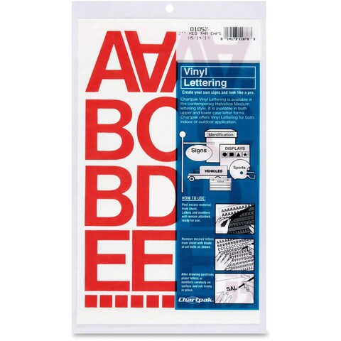 Chartpak Vinyl Helvetica Style Letters Letter  Number 2 Inches High Red 01052