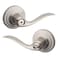 Kwikset Tustin Interior Privacy Door Handle with Lock Door Lever For Bathroom and Bedroom Satin Nickel Reversible Keyless Turn Lock with Microban Protection
