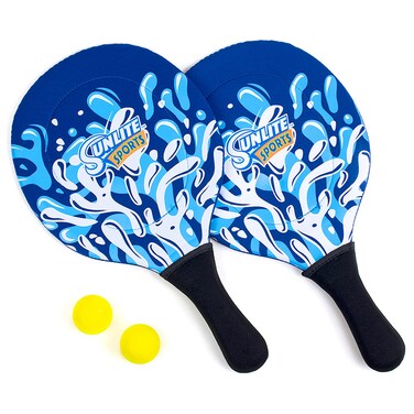 Sunlite Sports Beach Paddle Game Set 2 Paddles and 2 2 Balls Perfect for Backyard Fun or Outdoor or Beach or lawn Blue