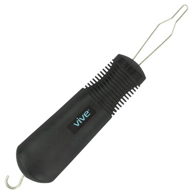 Vive Button Hook with Zipper Pull  Dressing Helper Assist Tool for Arthritis  One Hand Shirt  Coat Buttoning Aid Disability Handicapped Seniors Elderly  Limited Dexterity Wide Grip Handle