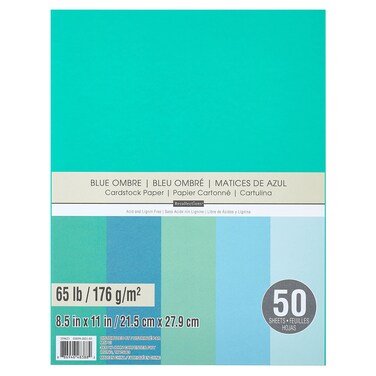 50 Sheets 85 x 11 Blue Ombre Cardstock Paper by Recollections  Acid and Lignin Free Paper for Scrapbooks Arts  Crafts  1 Pack
