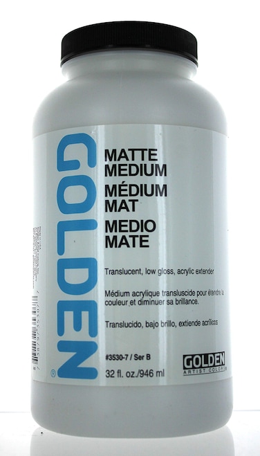 Matte Medium by GOLDEN 32 fl oz Jar Professional Acrylic Medium SemiTransparent