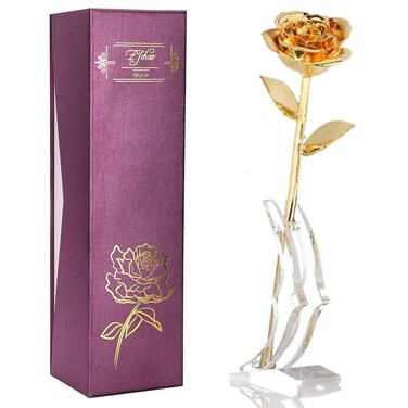 24K Gold Rose for Her Eternal Love Real Golden Plated Preserved Eternal Rose Flower Best Present for Anniversary Day WifeMomGrandmaWomen Gold