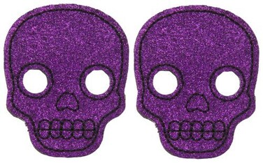 Sourpuss Glitter Skull Hair Clips Purple
