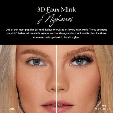 Lilly Lashes 3D Mykonos in Faux Mink  False Eyelashes  Dramatic Look and Feel  Reusable  NonMagnetic  100 Handmade Vegan  Silk Like Luxury Fibers