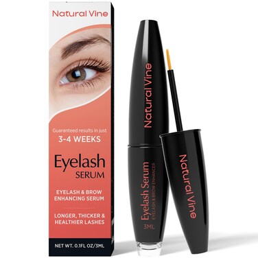 Natural Vine Eyelash and Brow Growth Serum Irritation Free Formula Guaranteed Results in 34 Weeks for Longer Thicker and Fuller Eyelashes