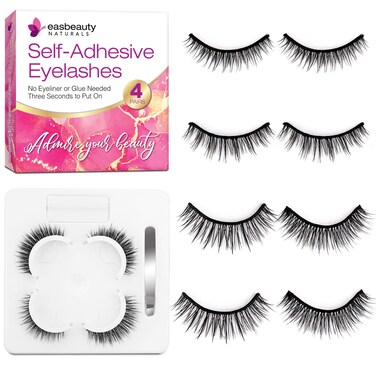 Self Adhesive Eyelashes 8PCs False Eyelashes Natural Look Reusable Adhesive Eyelashes Self Adhesive Eyelashes Reusable Self Sticking No Glue Eyelashes False Lashes Natural Look for Women