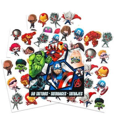 Marvel Avengers Temporary Tattoos  50 Superhero Tattoos Featuring Iron Man Thor Hulk Captain America and More Avengers Party Supplies and Favors