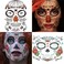 Temporary Face Tattoo 8 Kits Tattoos Sugar Skull Stickers Day of The Dead Makeup Face Tattoo Rose Design for Halloween Masquerade and Parties