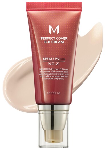 MISSHAM Perfect Cover BB Cream No21 Light Beige for Bright Skin SPF 42 PA  169 Fl Oz  Tinted Moisturizer for face with SPF