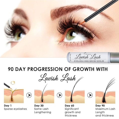 Hairgenics Lavish Lash 3ml 3 Month Supply  Eyelash Growth Enhancer  Brow Serum with Natural Peptides for Long Thick Lashes and Eyebrows Dermatologist Certified  Hypoallergenic