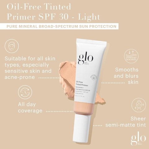 Glo Skin BeautyOilFree Tinted Primer SPF 30 Light 17 oz  Mineral Makeup for Face 4in1 Foundation Primer Sheer Coverage Skincare  Sunscreen With Broad Spectrum UVAUVB Protection