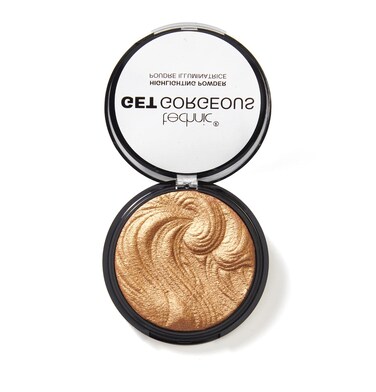 TechnicGet Gorgeous Highlighting Powder  Pressed Shimmer Face Makeup Compact for a Golden Glow Shade 24CT Gold