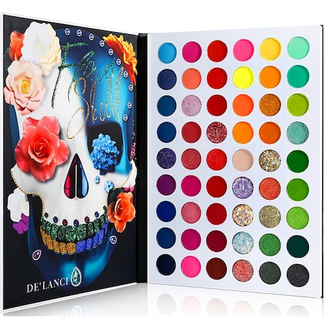 DELANCIBig Colorful Eyeshadow Palette Professional 54 Color Board Eye Shadow Bright Neon Glitter Matte Shimmer Makeup Pallet Highly Pigmented Powder EyeShadow for Women Girl Halloween Christmas Gift