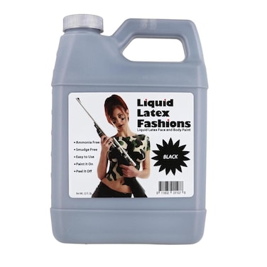 Black 32 Oz  Liquid Latex Body Paint Ammonia Free No Odor Easy On and Off Cosplay Makeup Creates Professional Monster Zombie Arts