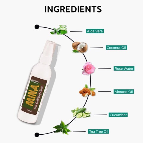 MINA ibrow Conditioning Cleanser for Hair and Skin  Natural and Chemical Free PreCleansing Solution for brow Tint  Remover impurities Hydrate and Retail Moisture 100ml