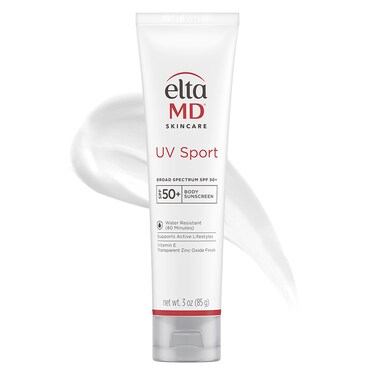 EltaMD UV Sport Body Sunscreen SPF 50 Sport Sunscreen Lotion Sweat Resistant and Water Resistant up to 80 Minutes Formulated with Zinc Oxide Oil Free Full Body Sunscreen