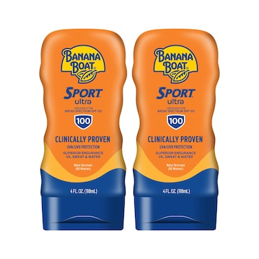 Banana Boat Sport Ultra SPF 100 Sunscreen Lotion 4oz  Banana Boat Sunscreen Lotion SPF 100 Banana Boat Sunscreen SPF 100 Lotion High SPF Sunscreen Pack SPF 100 4oz each Twin Pack
