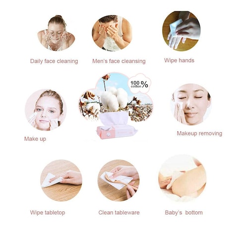 Extra Thick Dry Wipe Disposable Face Drying Towel 100 Cotton LintFree Cotton Tissues 2 Pack