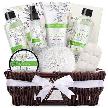 Gift Baskets For Women Body  Earth 10pcs Spa Gifts For Women Lily Gift Baskets Bath and Body Works Gift Set For Women with Bubble Bath Body Lotion Birthday Gifts for Women Gift Basket
