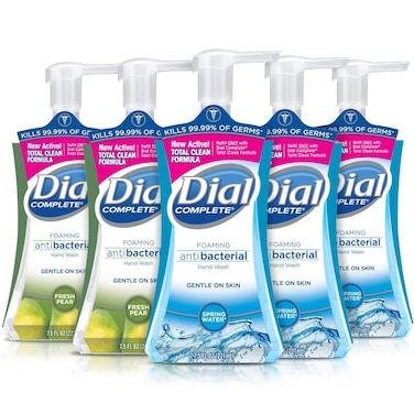 DialComplete Antibacterial Foaming Hand Soap 2Scent Variety Pack Spring WaterFresh Pear 75 Fluid Ounces Each  5 count Pack of 1