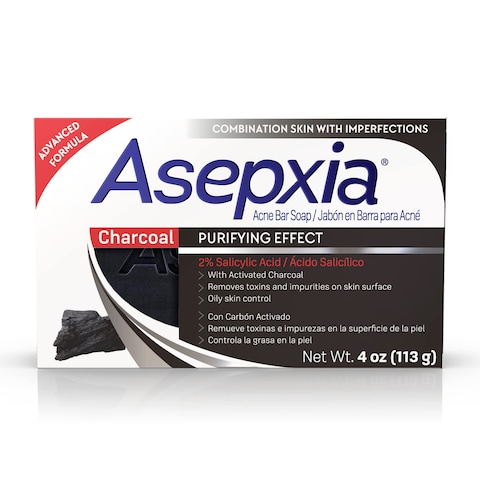 Asepxia with Activated Charcoal Purifying Effect Acne Treatment Bar Soap with Salicylic Acid 4 Ounce