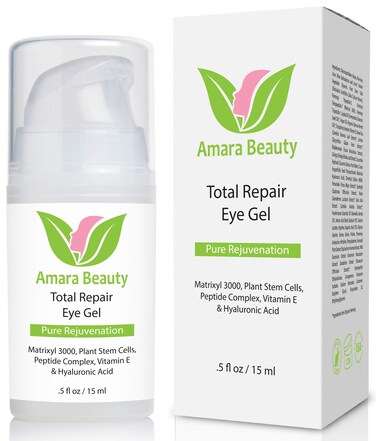 Amara Beauty Eye Cream Gel for Dark Circles and Puffiness with Peptides  Hyaluronic Acid 05 fl oz