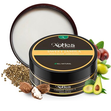 Xotics by Curtis SmithSweet Jamila Hair  Body Shea Glaze 4oz  Organic 360 Wave Pomade for Men Women Strong Hold Natural Wave Grease Shea Butter Cream Hair  Body Moisturizer