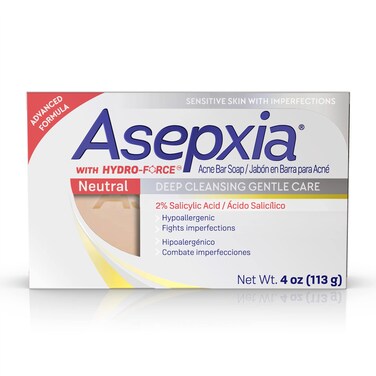 Asepxia Deep Cleansing Gentle Care Acne Treatment Hypoallergenic Bar Soap with Salicylic Acid 4 Ounce