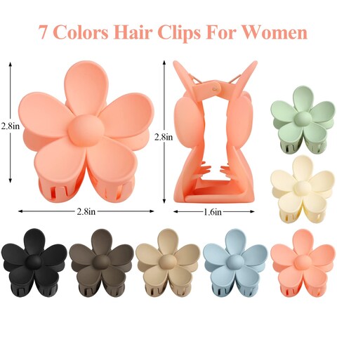 Flower Claw Clip 7 PCS Claw Clips Hair Clips For Women Non Slip Claw Clips for Thick Hair Women Girls Gifts 7 Colors
