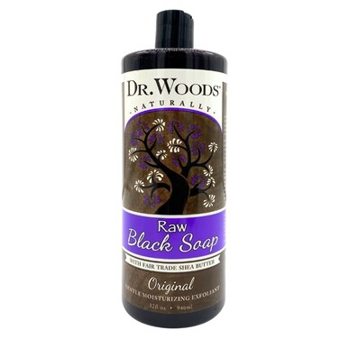 Dr Woods Raw Black Liquid Castile Soap Body Wash and Hand Soap 32 Ounce