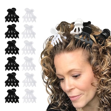Curl KeeperClaw Clips for Thick  Thin Hair Roller Jaw Clamps 12Pack  Wide Teeth Medium Hair Clips for Women Supports  Creates Volume  Hair Styling Accessories are Lightweight  Easy to Clean
