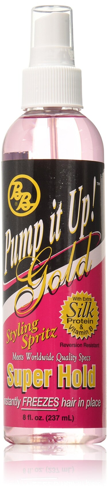 Bronner Brothers Pump It Up Styling Spritz Gold 80 FastDry Hair Spray Extra Hold with Vitamin B5  Silk Protein  Maximum Hold Finishing Spritz Hairspray Adds Shine Nourishes No Buildup  8oz