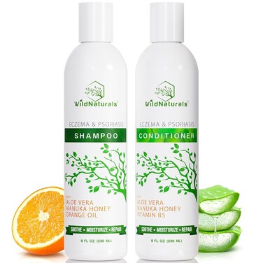 Wild NaturalsEczema Shampoo  Conditioner Set for Men  Women  Anti Dandruff Shampoo for Dry Scalp  Hair  Soothing Relief for Itchy Scalp  Psoriasis Shampoo for Scalp Treatment