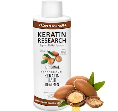 KERATIN RESEARCH Brazilian Keratin Hair Straightening and Smoothing Blowout Treatment Professional Organic Results shiny Hair with Natural look Queratina Keratina 4 OZ Original