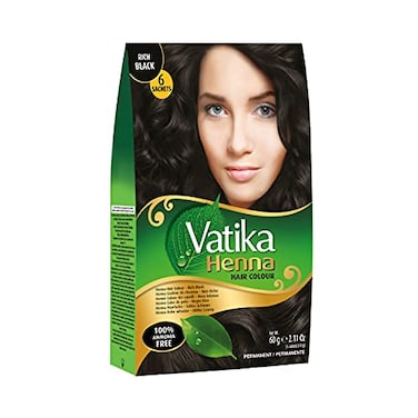 DaburHenna Hair Color  Zero Ammonia Henna for 100 Grey Coverage Strong and Shiny Hair 6 Sachets X 10g Rich Black