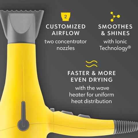 Drybar Buttercup 1875W Blow Dryer  Fast Even Drying Hair Dryer with Ionic Technology for Smooth Shiny Blowouts  Reduced Frizz