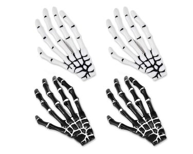 DS DISTINCTIVE STYLE 2 Pairs Korean Style Gothic Skeleton Hands Bone Hair Clips  Fashion Punk Rock Devil Claw Alligator Barrettes Women Girls Hair Accessories Black and White
