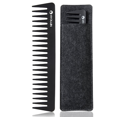 HYOUJIN 601 Black Carbon Wide Tooth Comb Detangling Comb Detangler Hair Comb for Long Wet hair Hair Straighten Curly Hair 230 Heat Resistan