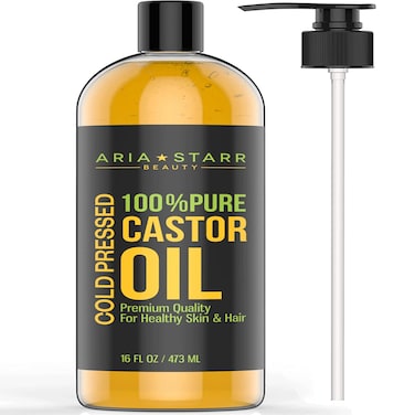 Aria Starr Castor Oil Cold Pressed  16 FL OZ  100 Pure Hair Oil For Hair Growth Face Skin Moisturizer Scalp Thicker Eyebrows And Eyelashes