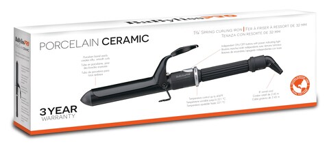 BaByliss Pro Curling Iron Porcelain Ceramic Professional For Multiple Hair Types Reaches 430 Degrees for Loose Long Lasting Curls