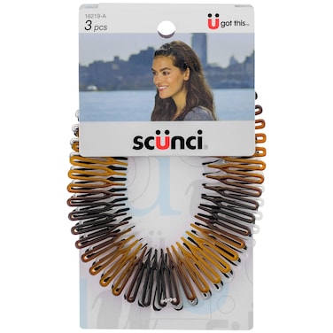 ScunciEffortless Beauty Stretch Hair Combs Tortoise Opaque White and Black 3 Packs