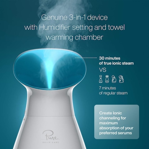 NanoSteamer Large 3in1 Nano Ionic Facial Steamer with Precise Temp Control  Humidifier  Unclogs Pores  Blackheads  Spa Quality  Bonus 5 Piece Stainless Steel Skin Kit Teal