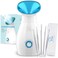 NanoSteamer Large 3in1 Nano Ionic Facial Steamer with Precise Temp Control  Humidifier  Unclogs Pores  Blackheads  Spa Quality  Bonus 5 Piece Stainless Steel Skin Kit Teal