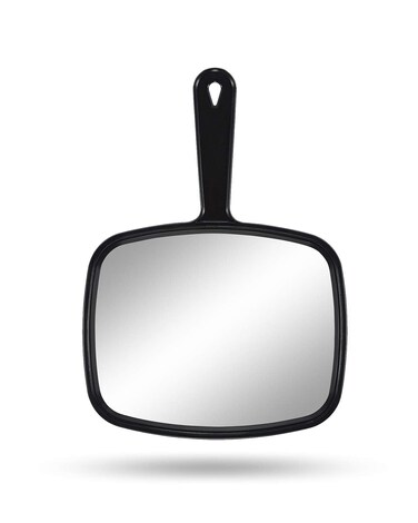 Hand Mirror Salon Barber Hairdressing Handheld Mirror with HandleSquare Black 74 x 103 inches