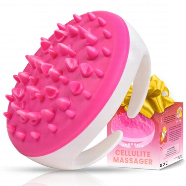 ScalaSilicone Anti Cellulite Massager Body Shower Scrubber Cellulite Remover  Improve Circulation Distribute Fat Deposits Body Massager Exfoliator Fat Roller Use with Creams and Oils  Pink